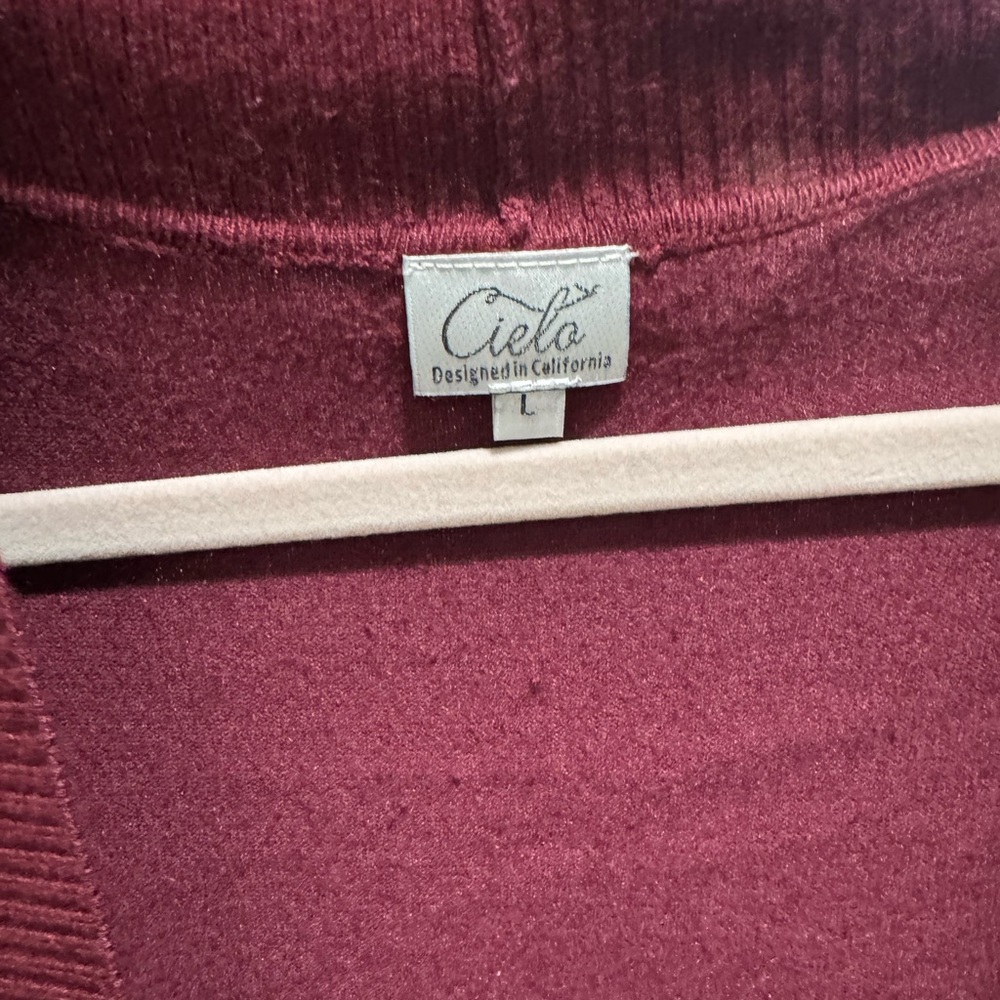 Cielo Burgundy Open-Front Cardigan - Picture 3 of 3